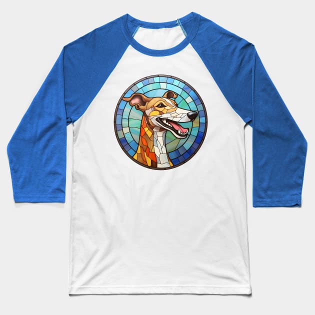 Stained Glass Greyhound Baseball T-Shirt by BrightC